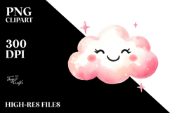 Watercolor Smiling Cloud PNG Product Image 2