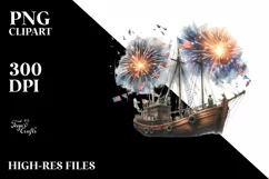 Vintage Fishing Boat Fireworks | Clipart Product Image 3