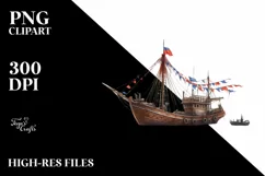 Vintage Fishing Boat Fireworks | Clipart Product Image 1