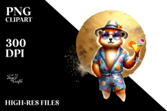 Watercolor Funky Tige in Beachwear PNG Product Image 2