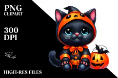 Vibrant Baby Black Cat for Halloween PNG Product Image 2