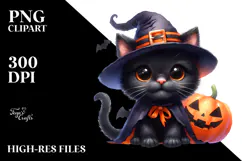 Baby Black Cat Halloween PNG Product Image 2