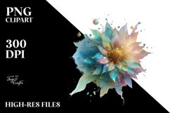 Abstract Vibrant Pastel Shiny Sunflower, Transparent PNG Product Image 1