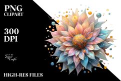 Abstract Vibrant Pastel Shiny Sunflower, Transparent PNG Product Image 3