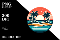 Retro Tropical Beach Island PNG Product Image 2