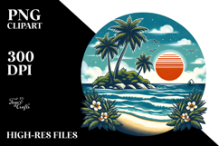 Retro Tropical Beach Island PNG Product Image 2
