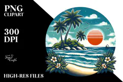Retro Tropical Beach Island PNG Product Image 2