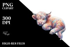 Colorful Baby Highland Cow with Scottish Highland PNG Product Image 3