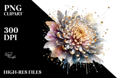Shiny Chrysanthemum Watercolor Splash PNG Product Image 2