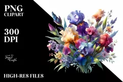 Vibrant Watercolor Bouquet Clipart Product Image 3