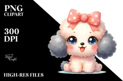 Happy Poodle Watercolor PNG Product Image 2