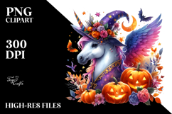 Unicorn Dressed for Halloween Watercolor | Clipart Product Image 2