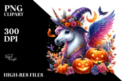 Unicorn Dressed for Halloween Watercolor | Clipart Product Image 2