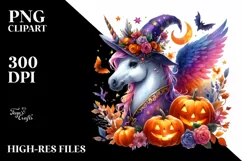 Unicorn Dressed for Halloween Watercolor | Clipart Product Image 3