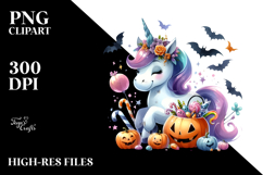 Unicorn Dressed for Halloween Watercolor | Clipart Product Image 2