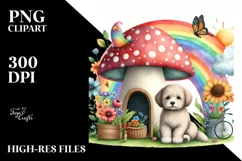 Dog House Rainbow Flowers | Clipart Product Image 3