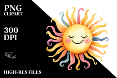 Smiling Sun in Watercolor PNG Product Image 2