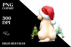 Cute Labrador Retriever with Santa Hat, Summer PNG Product Image 3