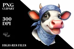Cow Enthusiastic Large Goofy Smile Caricature Product Image 3