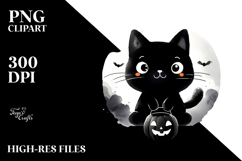 Simple Halloween Black Cat Clipart Product Image 2