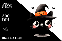 Simple Halloween Black Cat Clipart Product Image 2