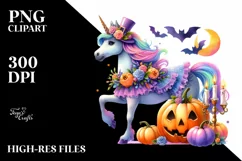 Halloween Unicorn Dressed for Trick-or-Treat | Clipart Product Image 1