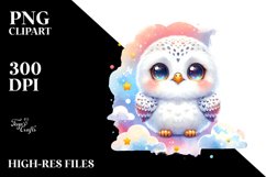 Baby Snowy Owl Stars Clouds Product Image 3