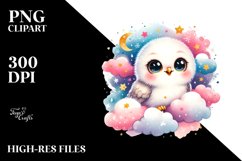 Baby Snowy Owl Stars Clouds Product Image 1