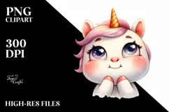 Thoughtful Baby Face Unicorn, High-Res PNG Product Image 3
