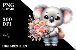 Watercolor Cute Baby Koala Eyes Standing Product Image 3