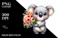 Watercolor Cute Baby Koala Eyes Standing Product Image 1
