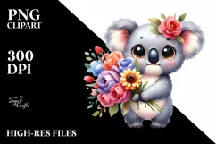 Watercolor Cute Baby Koala Eyes Standing Product Image 3