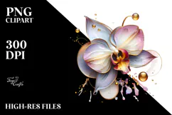 Glossy Orchid with Golden Insertions PNG Product Image 2