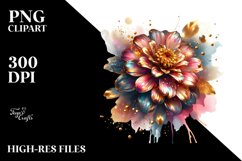 Abstract Shiny Zinnia Watercolor Splash Gold Insertions Product Image 1