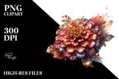 Abstract Shiny Zinnia Watercolor Splash Gold Insertions Product Image 1