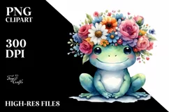 Adorable Frog with Flower Crown, High-Res PNG Product Image 1