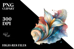 Abstract Pastel Wooden Stained Iris, PNG Product Image 2