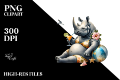 Rhino in Beachwear Drinking Cocktail Product Image 2