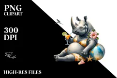 Rhino in Beachwear Drinking Cocktail Product Image 2
