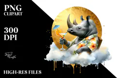 Rhino in Beachwear Drinking Cocktail Product Image 2