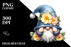 Cute GNOME with Big Hat and Freesia PNG Product Image 2