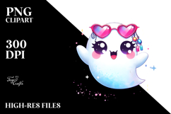 Funny Cute Ghost with es, Transparent PNG Product Image 2