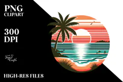 Retro Tropical Beach Sunset, 20 oz Tumbler Product Image 2