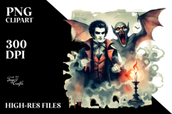 Vampire in Graveyard, Retro Style PNG Product Image 2