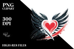 Simple Paintbrush Style Heart with Wings, High-Res PNG Product Image 2