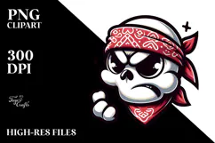 Mock Serious Skull with Bandana PNG Product Image 2
