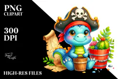 Vibrant Smiling Cute Baby Dinosaur PNG Product Image 2