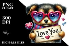 Detailed Puppy with Heart-Shaped Sunglasses PNG Product Image 2