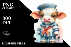 Colorful Baby Cow Sailor's Uniform PNG Product Image 3