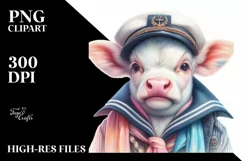 Colorful Baby Cow Sailor's Uniform PNG Product Image 1